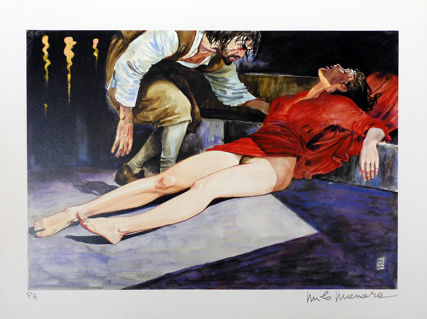 Stampa Firmata Caravaggio Pittore E La Modella