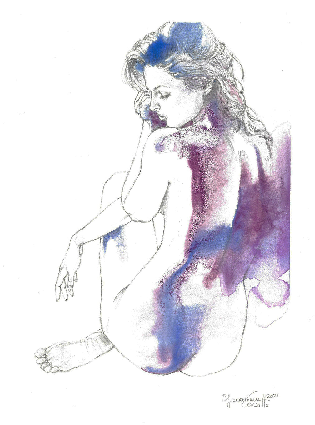 Casotto Portfolio Acquarelle con Disegno Originale N ° 31