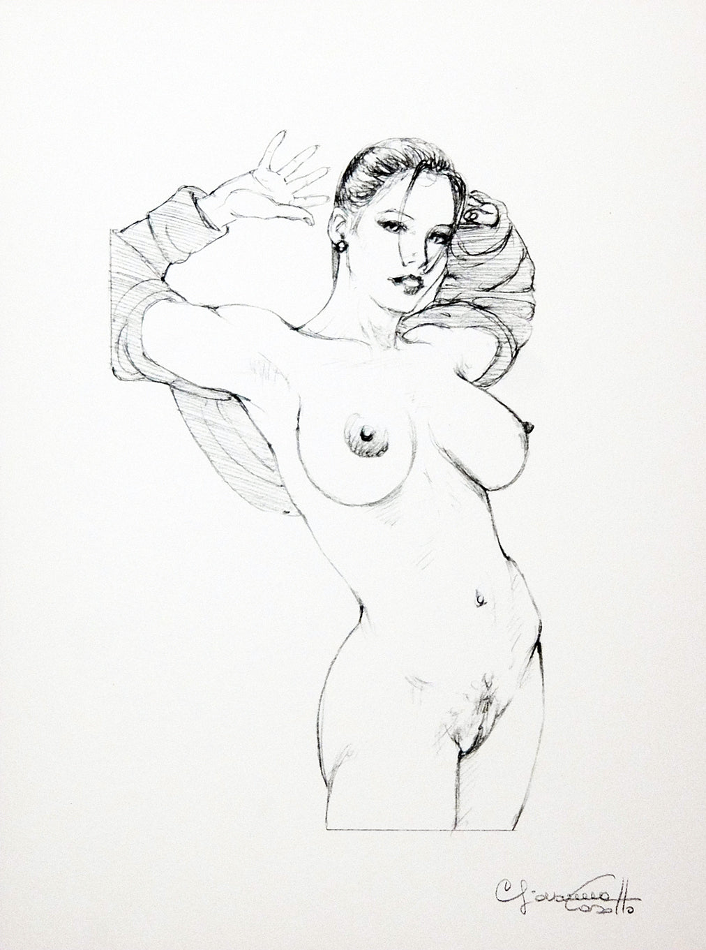Portfolio Sketch Book con Disegno Originale N ° 25 - P.A. -