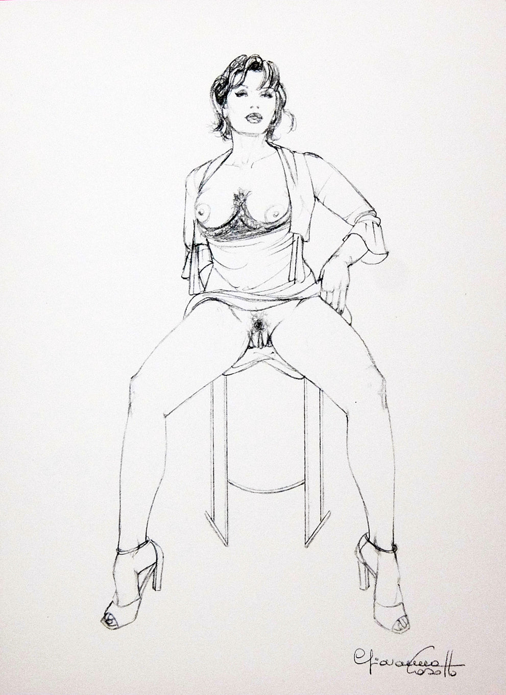 Portfolio Sketch Book con Disegno Originale N ° 33 - P.A. -