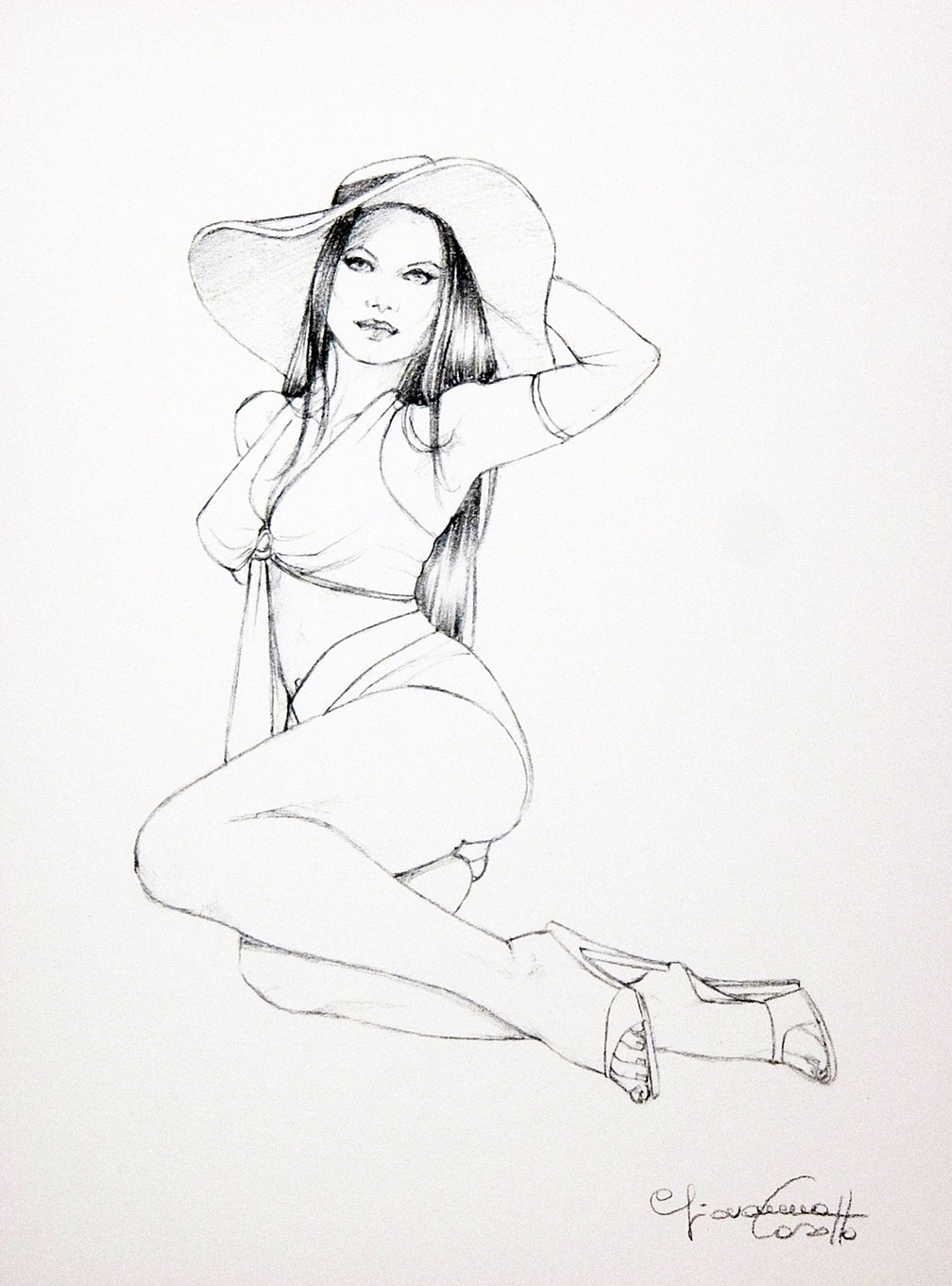 Portfolio Sketch Book con Disegno Originale N ° 36 - P.A. -