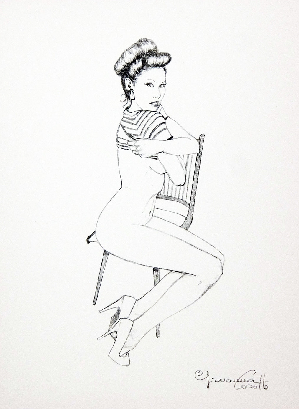 Portfolio Sketch Book con Disegno Originale N ° 25 - P.A. -