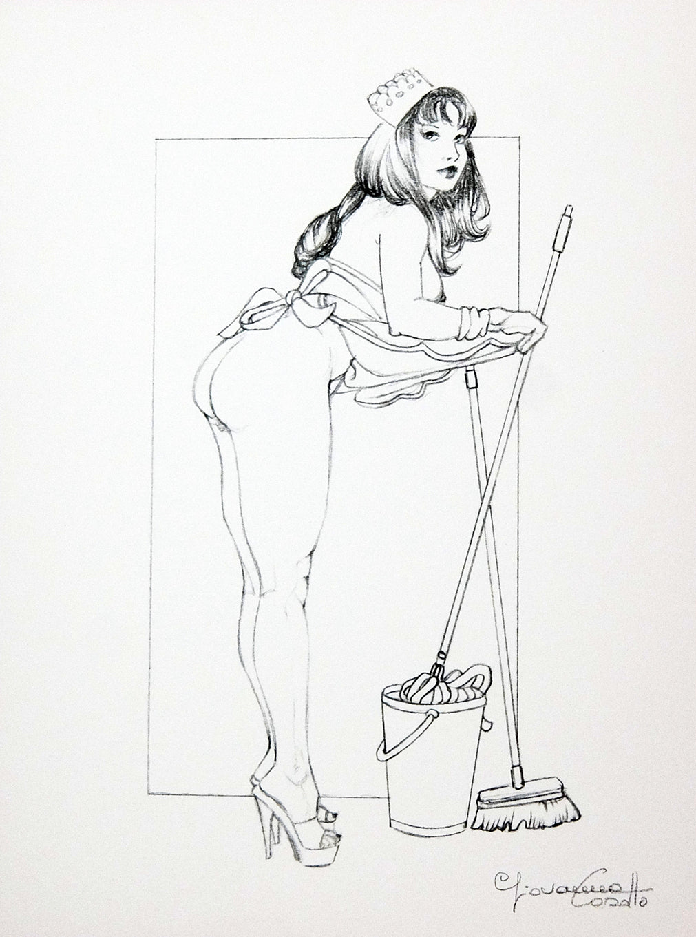 Portfolio Sketch Book con Disegno Originale N ° 25 - P.A. -