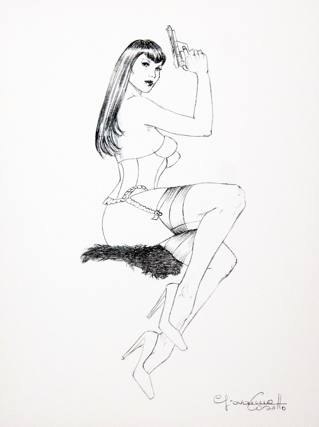 Portfolio Sketch Book con Disegno Originale N ° 25 - P.A. -