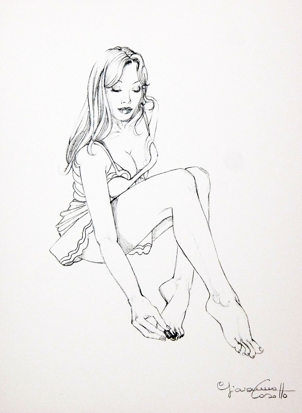 Portfolio Sketch Book con Disegno Originale N ° 25 - P.A. -