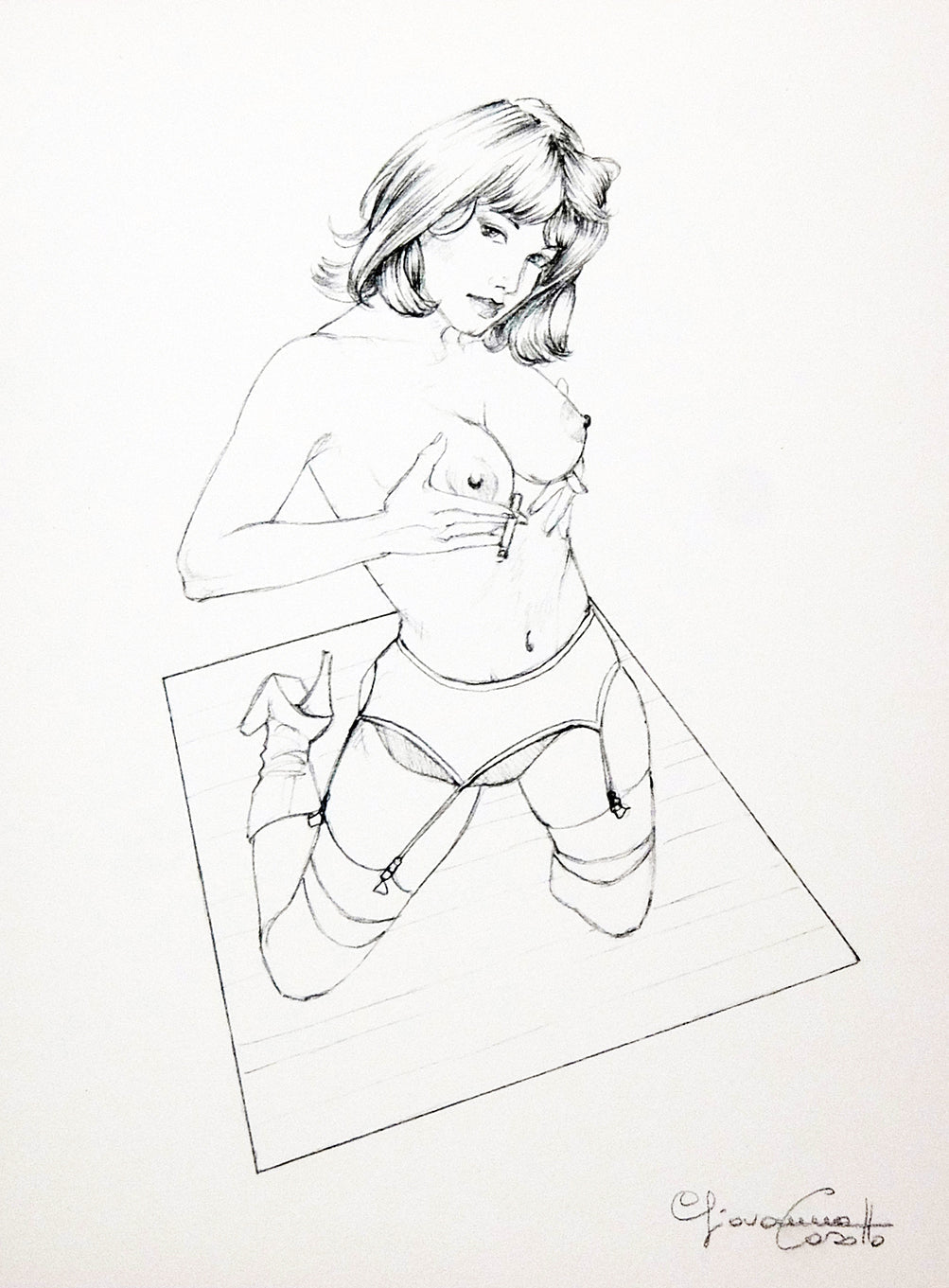 Portfolio Sketch Book con Disegno Originale N ° 25 - P.A. -