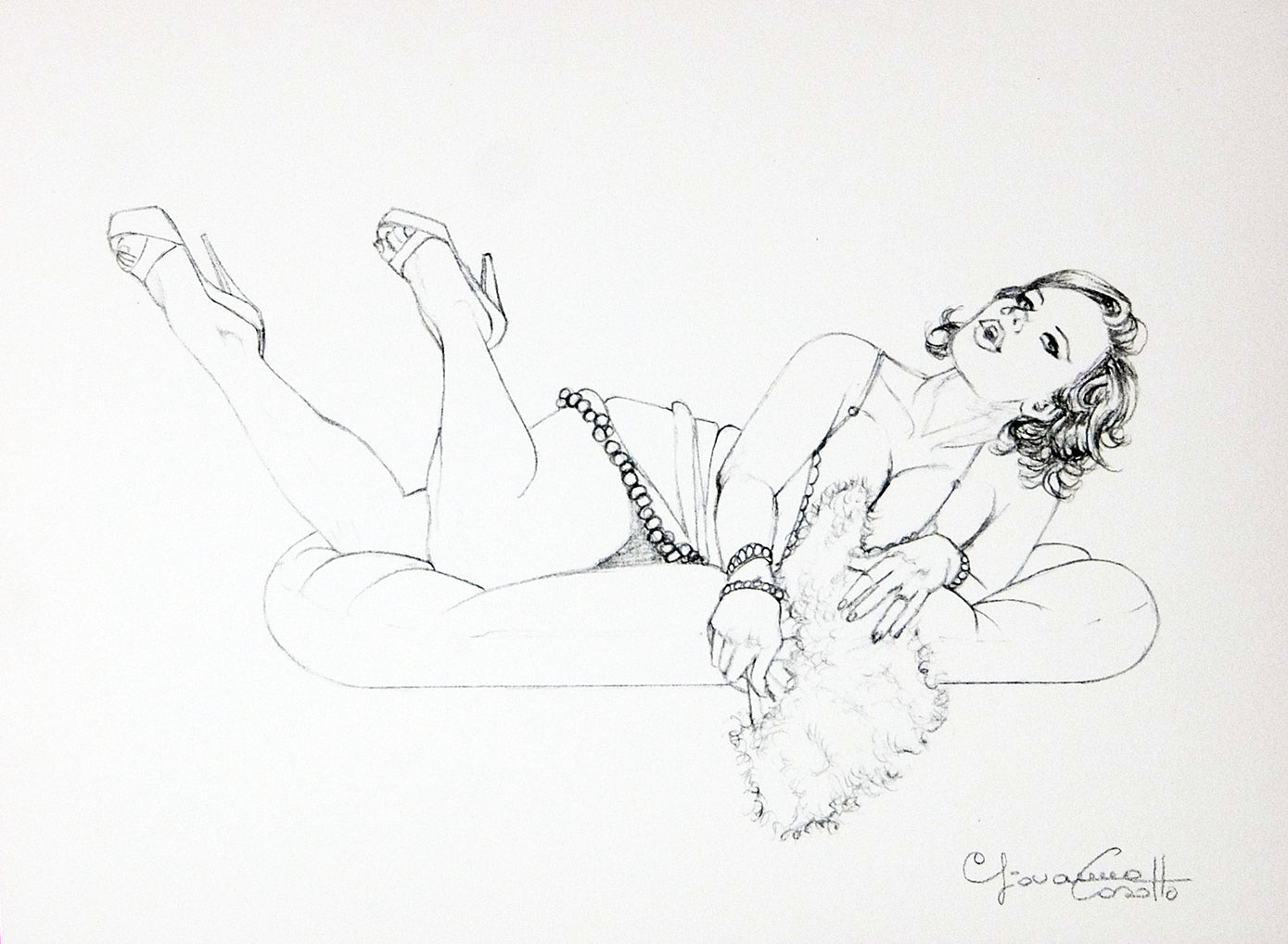 Portfolio Sketch Book con Disegno Originale N ° 36 - P.A. -