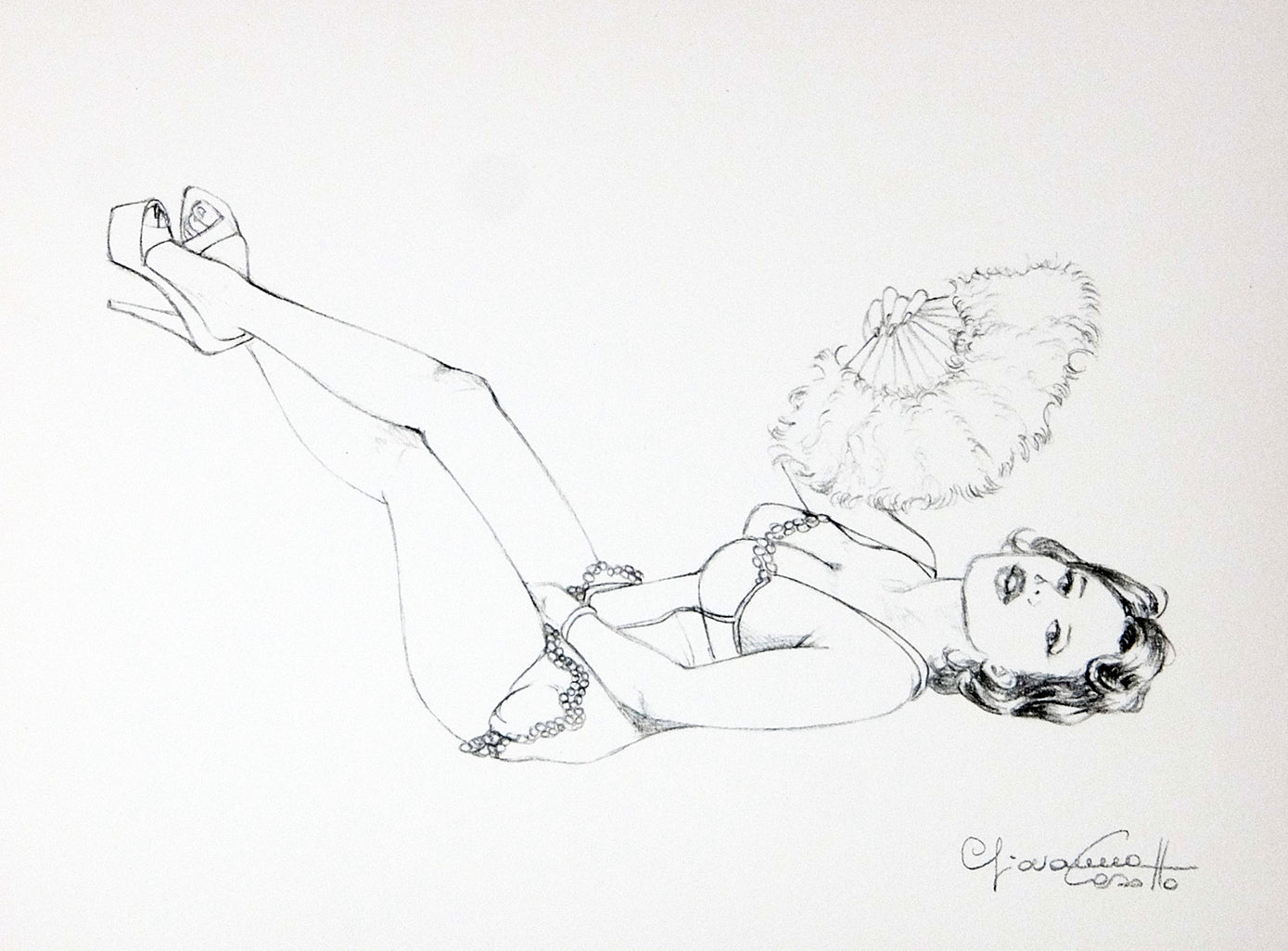 Portfolio Sketch Book con Disegno Originale N ° 36 - P.A. -