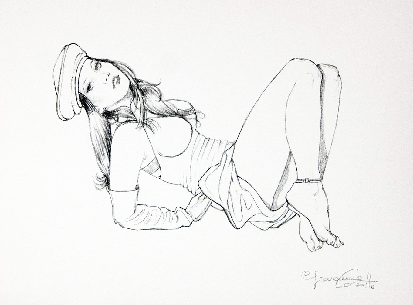 Portfolio Sketch Book con Disegno Originale N ° 25 - P.A. -