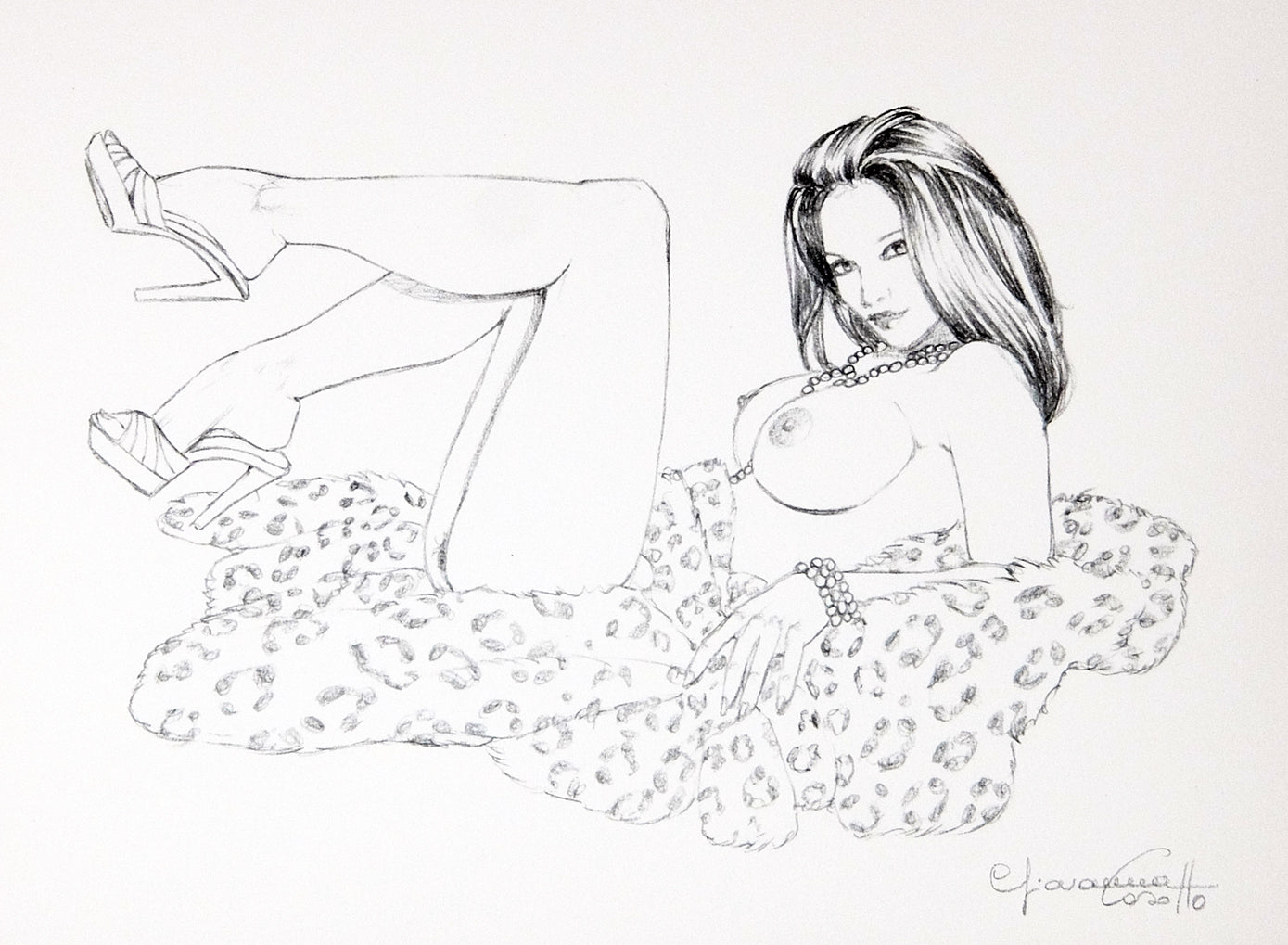 Portfolio Sketch Book con Disegno Originale N ° 25 - P.A. -