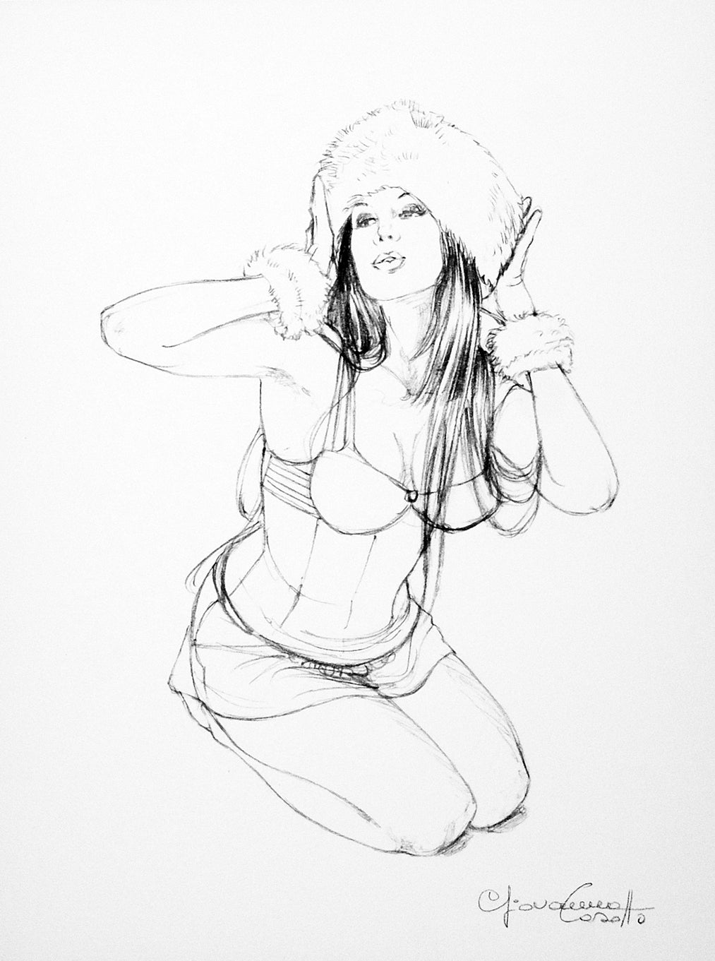 Portfolio Sketch Book con Disegno Originale N ° 33 - P.A. -