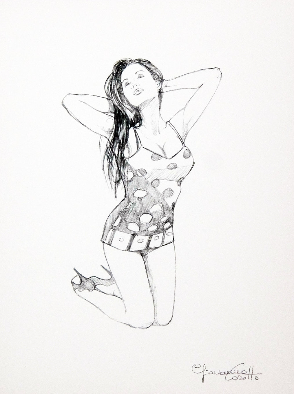Portfolio Sketch Book con Disegno Originale N ° 25 - P.A. -