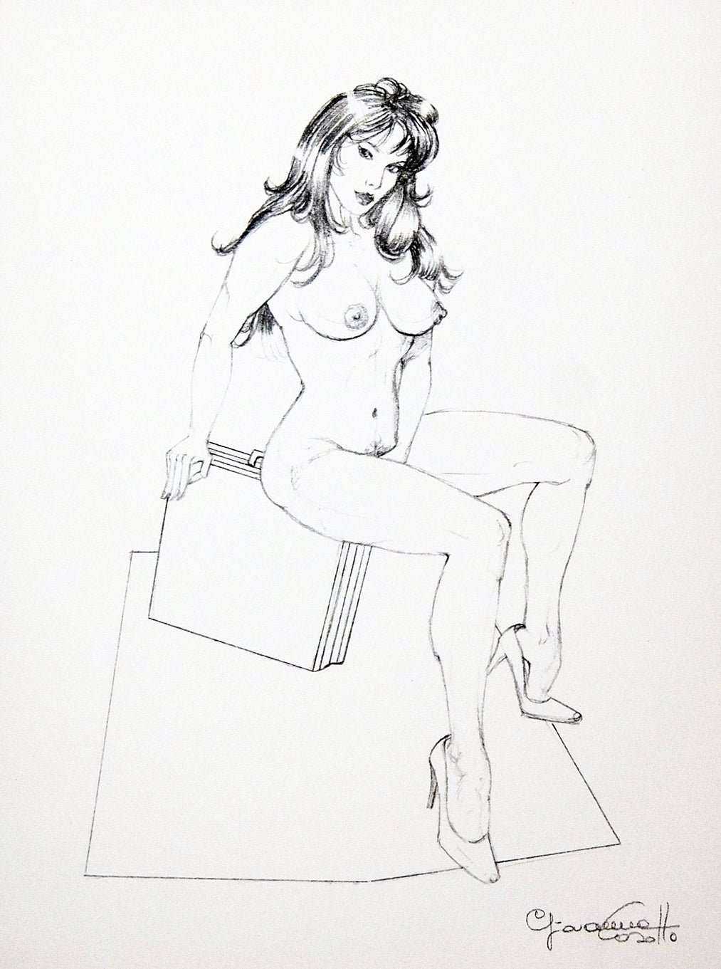 Portfolio Sketch Book con Disegno Originale N ° 25 - P.A. -