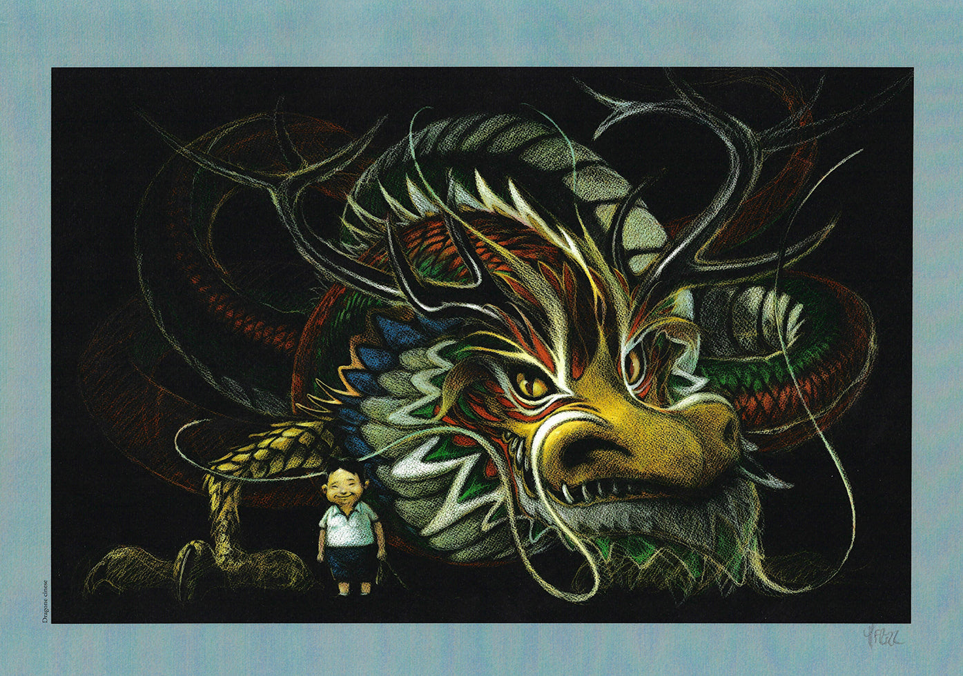 Frezzato  stampa firmata dal Bestiario Dragone cinese