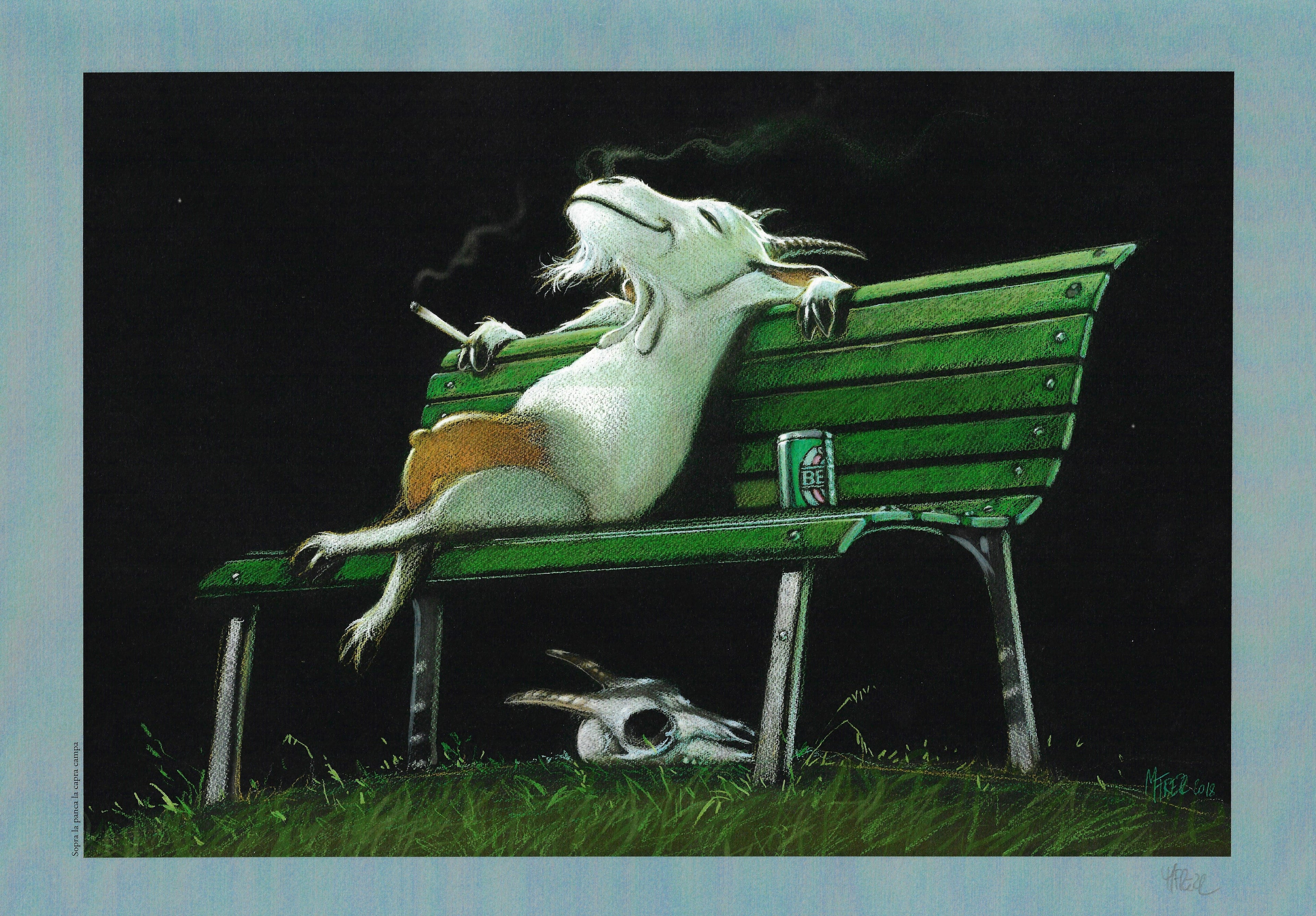 Frezzato  stampa firmata Sopra la panca la capra campa