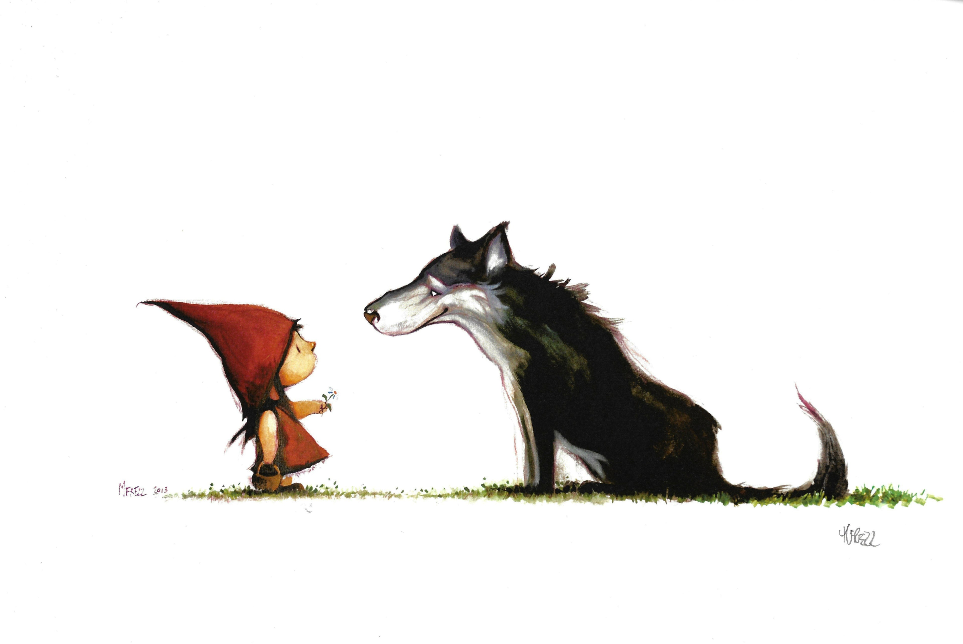 Frezzato Stampa Cappuccetto e il Lupo firmata