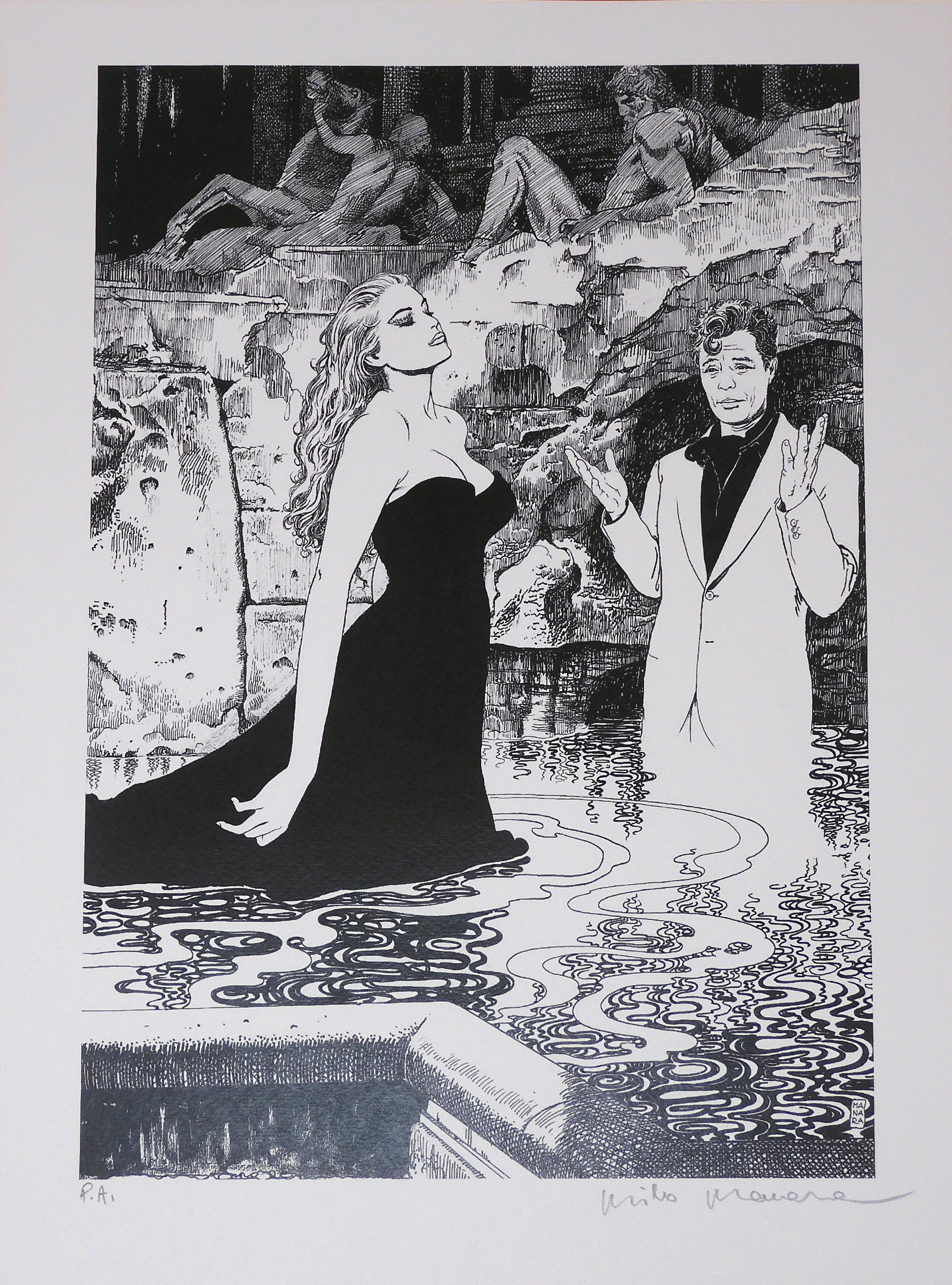 Fellini Signed Print La Dolce Vita 