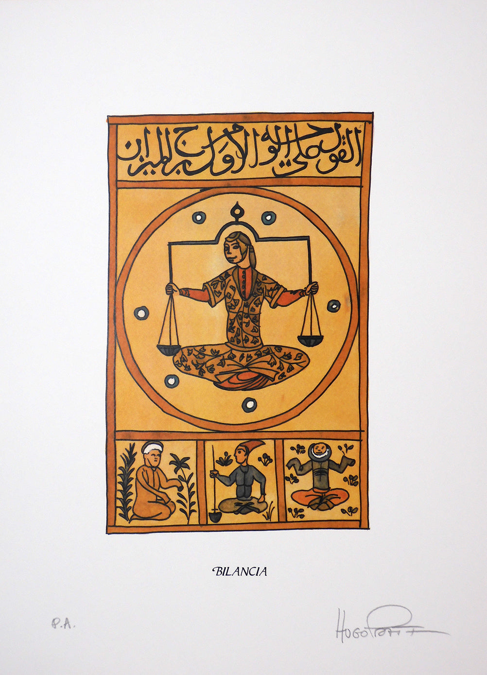 Stampa Pratt Astrologia Bilancia  Firmata - P.A. -