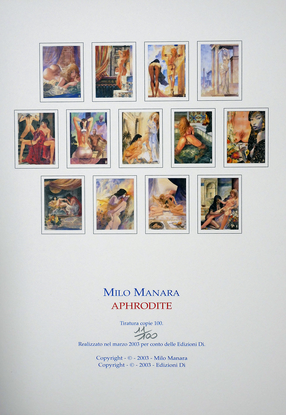 Manara Portfolio Aphrodite Numerato Non Firmato