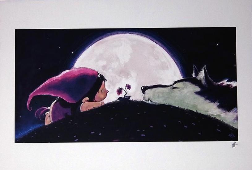 Stampa Firmata Cappuccetto Rosso Lupo Fiore - Grifo Edizioni