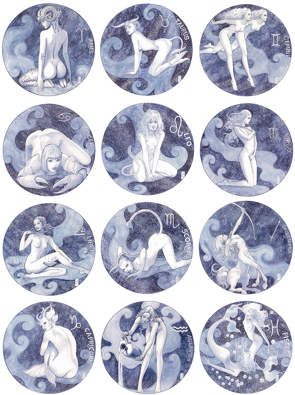 12 Stampe Non Firmate Dal Portfolio Zodiaco Tutte
