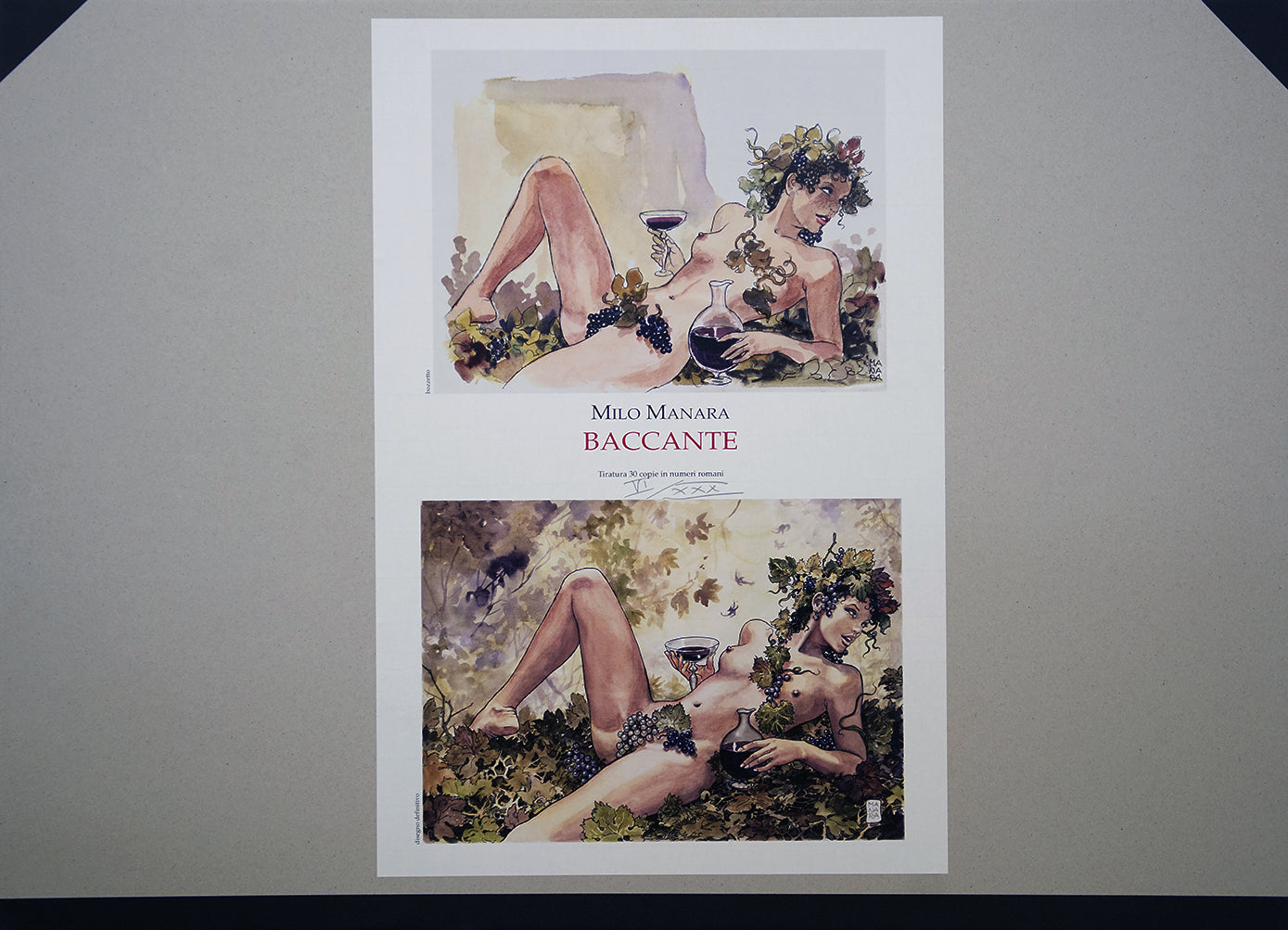 Portfolio Stampa Firmata La Baccante bozzetto + Definitivo P-A-