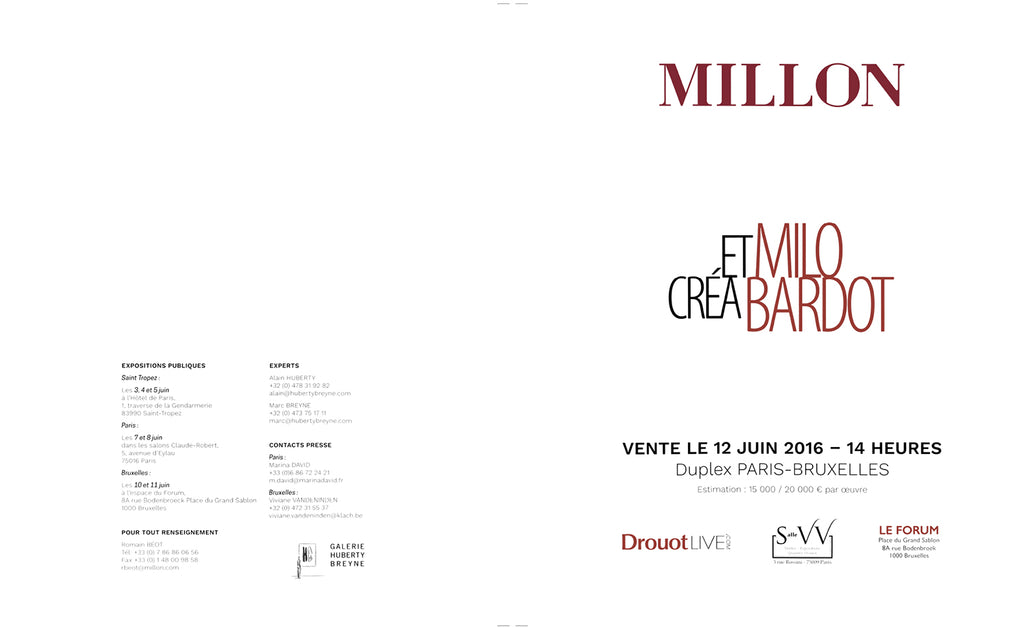 Volume Milo Crèa Bardot - Catalogo dell'asta Millon 2016 - Grifo Edizioni