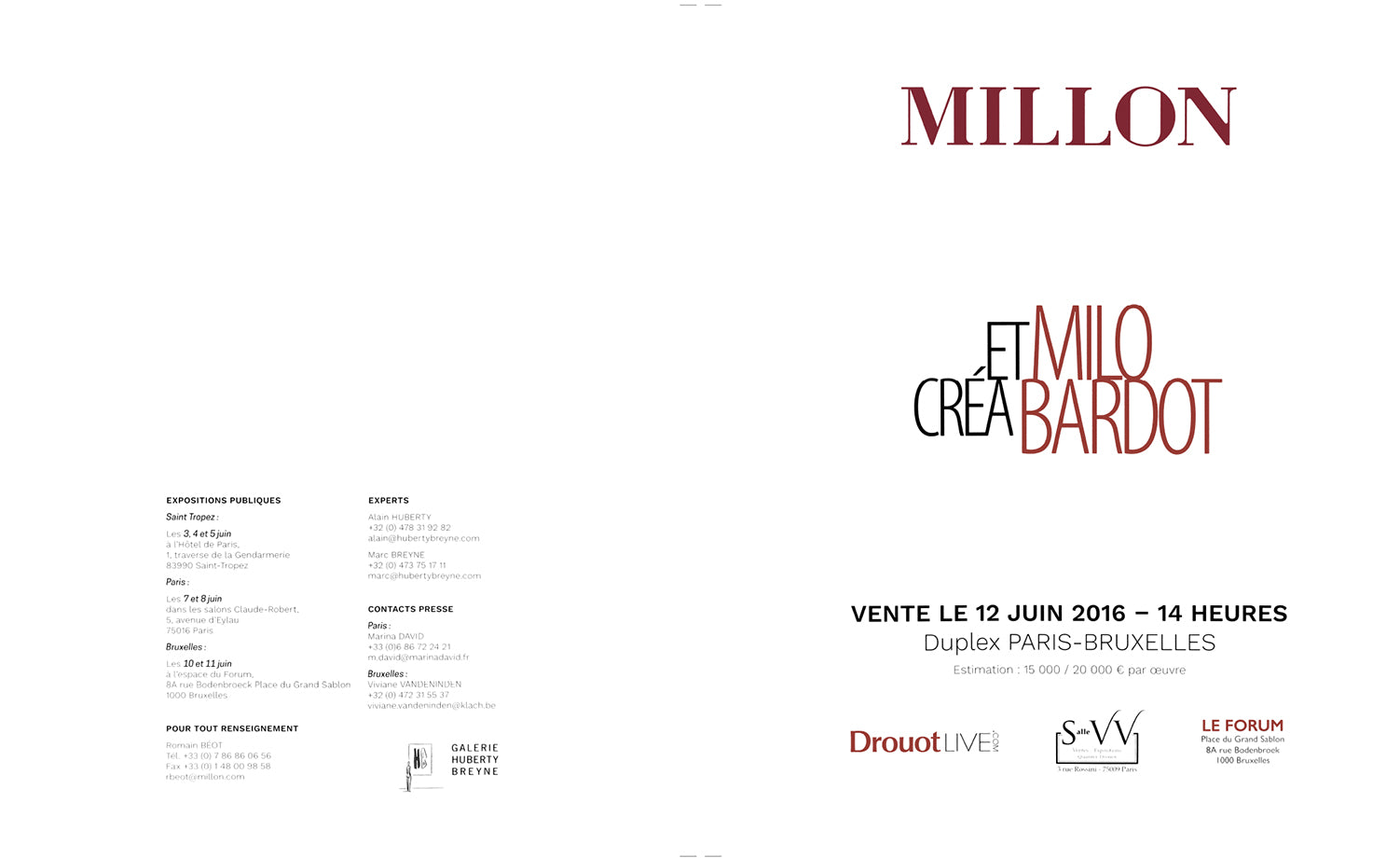 Volume Milo Crèa Bardot - Catalogo dell'asta Millon 2016 - Grifo Edizioni