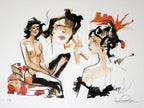Farewell Ladies Seated Signed Print - PA